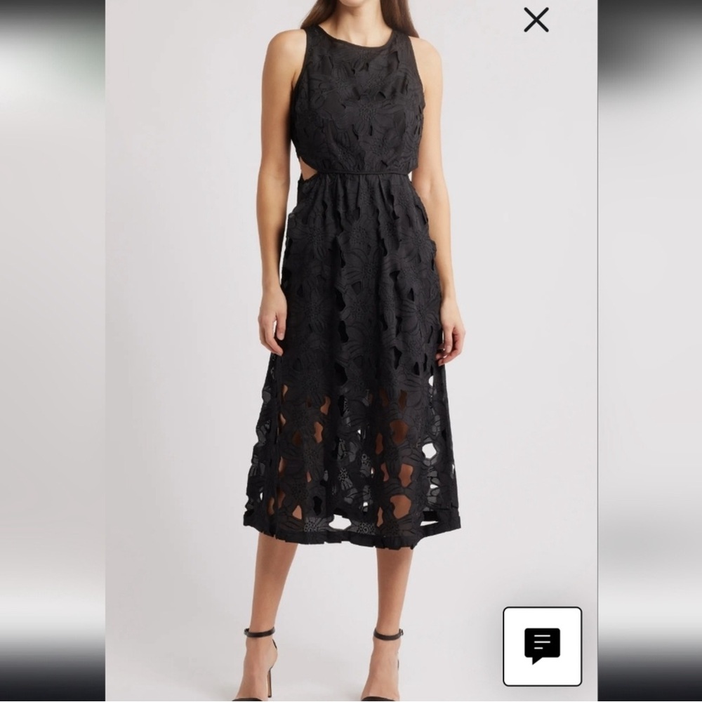 Sam Edelman Black Cutout Lace Midi Dress
